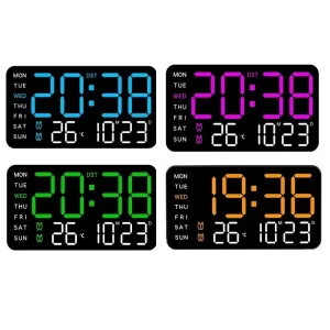 Ψηφιακό ρολόι τοίχου, με ξυπνητήρι LED, ένδειξη ημέρας και ημερομηνίας, θερμοκρασίας και φωτεινότητα 5 επιπέδωΨηφιακό ρολόι τοίχου, με ξυπνητήρι LED, ένδειξη ημέρας και ημερομηνίας, θερμοκρασίας και φωτεινότητα 5 επιπέδων 6659 Μαύρο περίβλημα, Μπλε/Πορτοκαλί/Ροζ/Πράσινα LEDν 16961-6659 Μαύρο περίβλημα, Μπλε/Πορτοκαλί/Ροζ/Πράσινα LED
