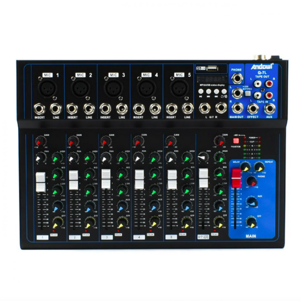Αναλογική Κονσόλα Μιξαρίσματος 5 εισόδους XLR & USB Andowl Μαύρο Q-7L