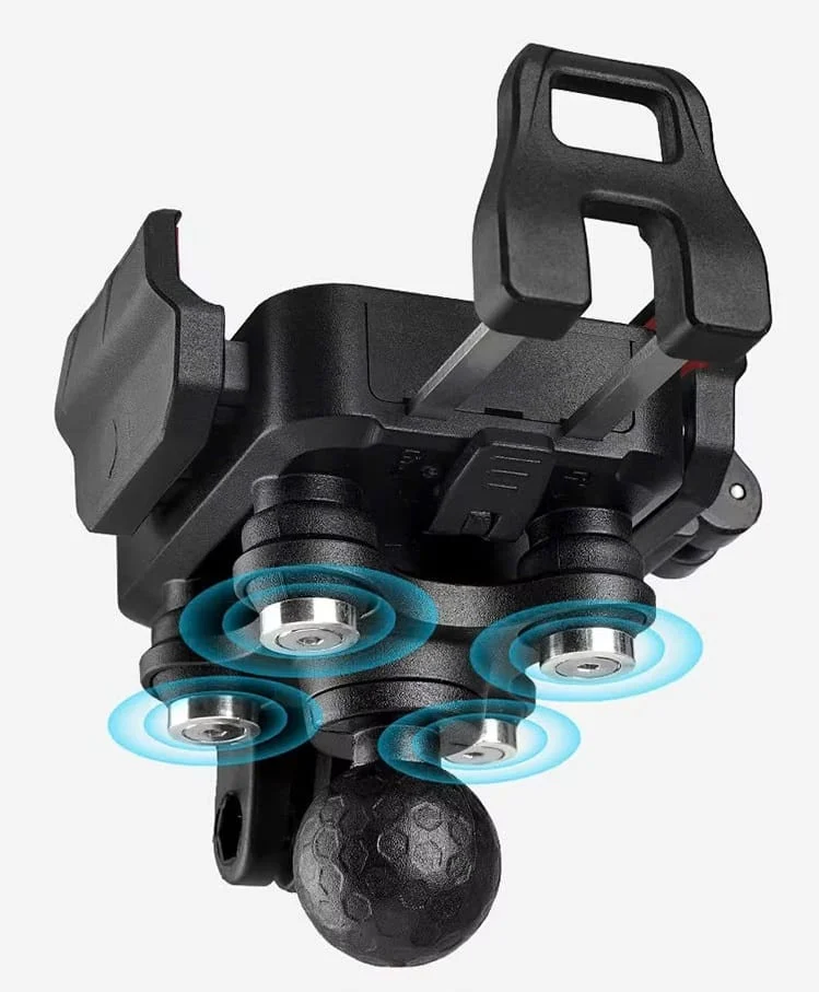 Motowolf Βάση Κινητού Μοτοσυκλέτας με Σύστημα Φόρτισης MH1 Μαύρη - Image 2