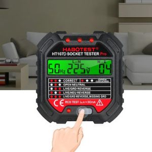 Ελεγκτής Πρίζας Με Ψηφιακή Οθόνη Και Έλεγχο RCD Habotest HT107D