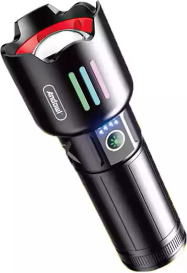 Andowl Επαναφορτιζόμενος Φακός LED IP45 με Μέγιστη Φωτεινότητα 800lm